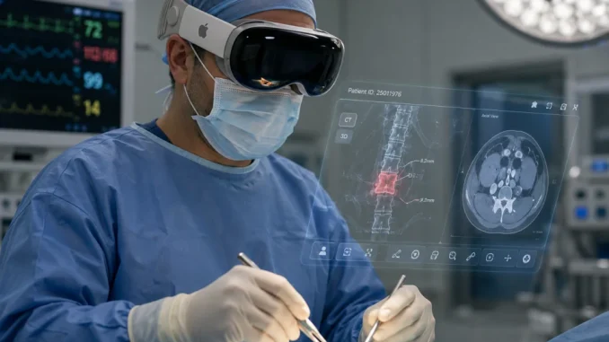 apple vision pro operasi mata, augmented reality bedah mata, visi medis AR, sistem navigasi bedah oftalmologi, headset AR untuk dokter - Apple Vision Pro Percepat Operasi Mata 19% – Fakta & Dampak Nyata di Dunia Medis